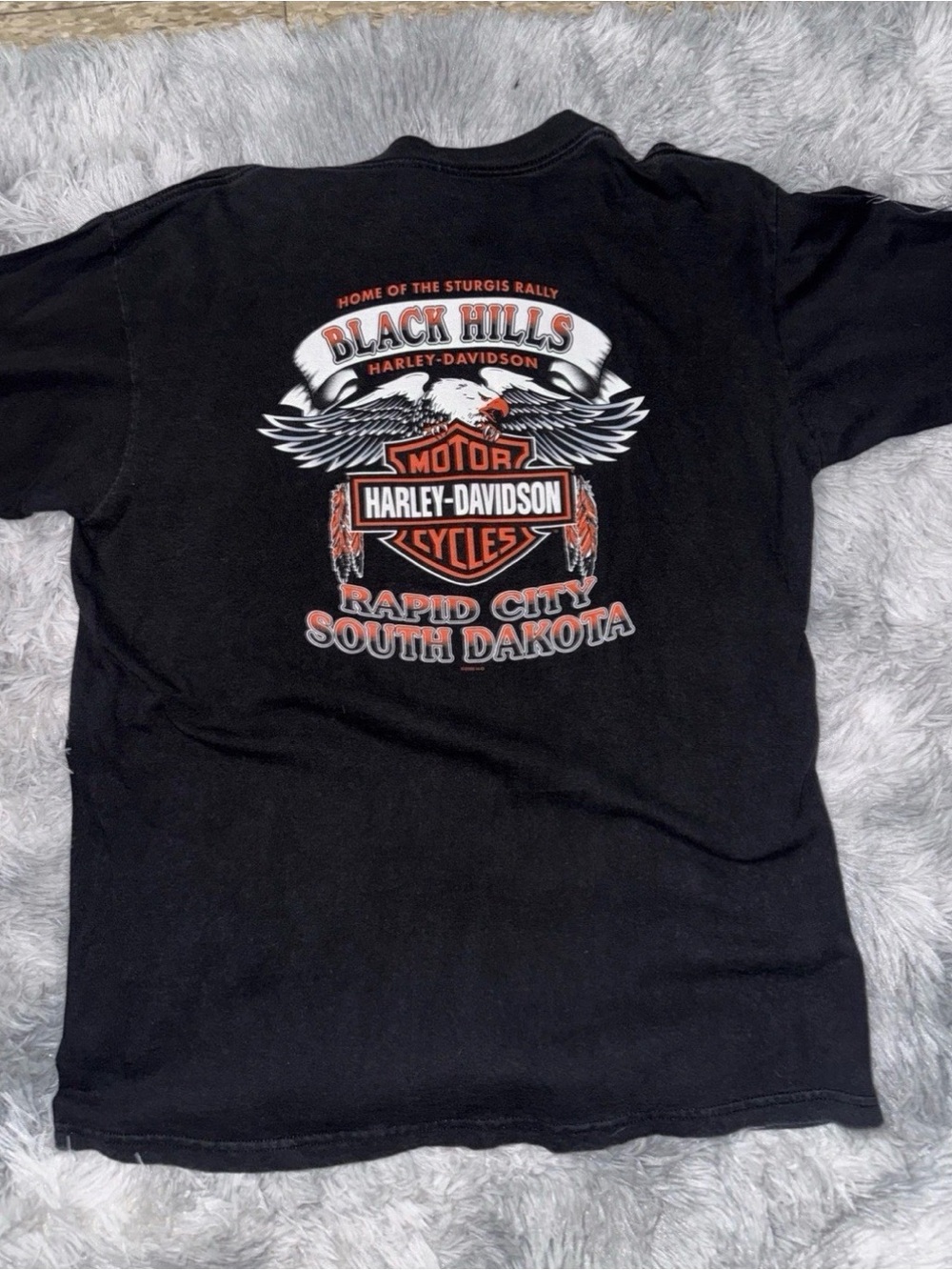 Harley-Davidson Black Short Sleeve Tee with Orange and White Sturgis Graphic